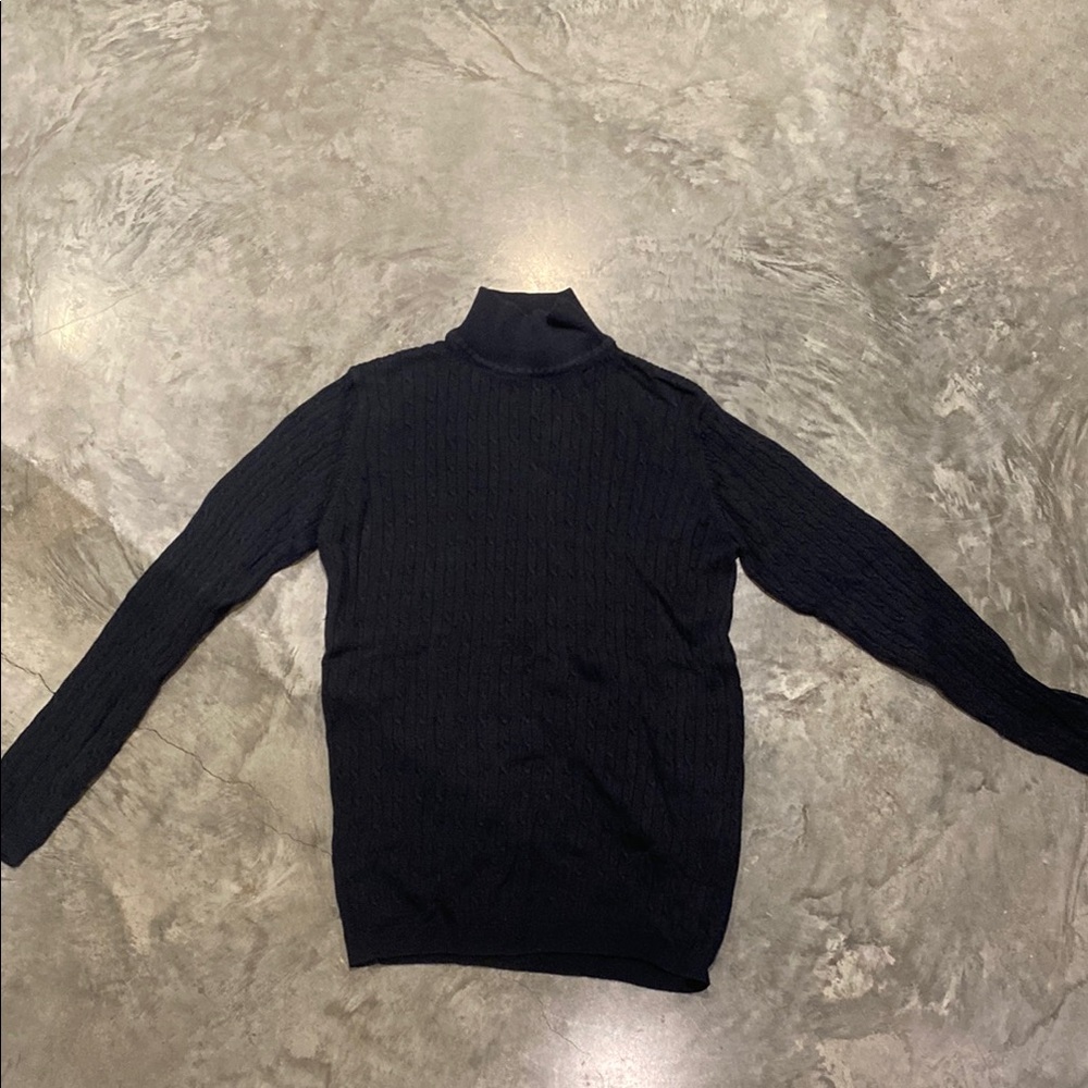 Rina Rossi Women's Navy Cable Knit Turtleneck Sweater